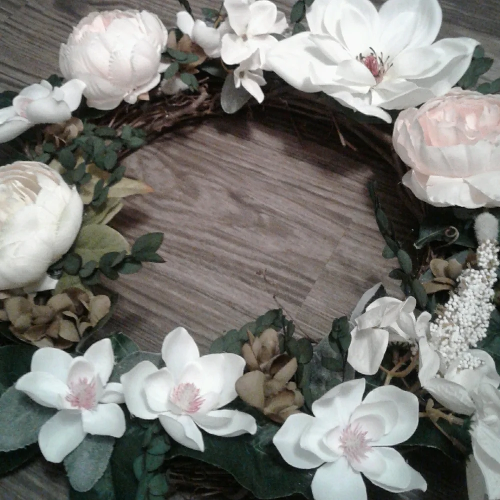 Magnolias Wreath Hand Crafted Custom Final Sale
